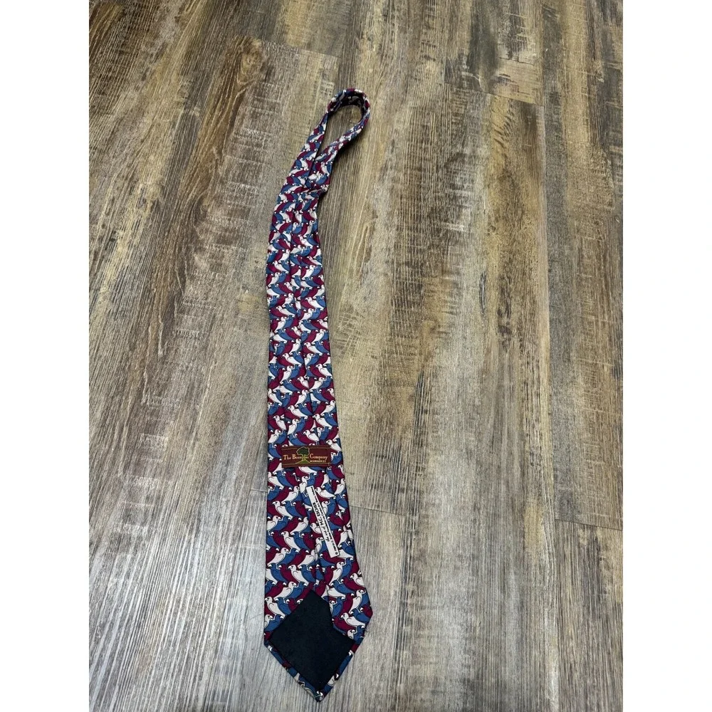Vintage 1989 MC Escher Bird Tessellation Silk Tie The Boxelder Company Burgundy